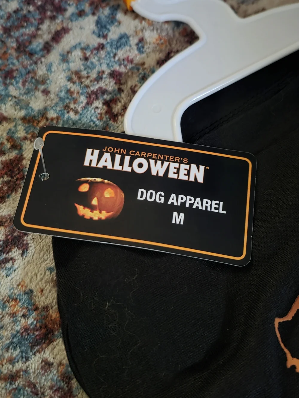 Halloween MEDIUM Dog Tee - Black with Orange & White Graphic Nwt